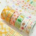 6 Rolls Cute Cartoon Gold Foil Washi Tape Set Rustic Style Washi Masking Tapes Decorative Adhesive Tape Label Sticker 15mm Wide for DIY Arts & Crafts Scrapbooking Journals Planners Card Gift Wrapping Stationery Supplies