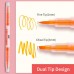 6 Colors Highlighter Pens Dual Tips Broad Chisel and Fine Tip Highlighter Markers Pen for Adults Students Children School Office Home Supplies