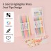 6 Colors Highlighter Pens Dual Tips Broad Chisel and Fine Tip Highlighter Markers Pen for Adults Students Children School Office Home Supplies