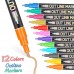 12 Colors Metallic Markers Outline Paint Pens 2-3mm Line DIY Scrapbooking for Black   Paper Photo Album CD Surface Stone Glass School Office Supplies