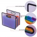 Accordian Expanding File Folder A4 Paper Filing Cabinet 12 Pockets Rainbow Coloured Portable Receipt Organizer with File Guide and Label Cards for Office School