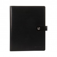 A4 business Leather Portfolio with Calculator Binder Card Slot Manager Office Document Pad Briefcase PU File Folder for Businessman Men Women Student