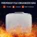 Fireproof File Document Bag Safety Organizer Zipper Closure Fire & Water Resistant Money Pouch Multi-Layer Card Case for Home Office Travel Passport Certificates