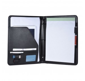 Professional Business Portfolio Padfolio Folder Document Case Organizer A4 PU Leather with Business Card U Flash Disk Holder Memo Note Pad Loose-leaf Loop