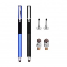 2-in-1 Precision Stylus Pen with Clip and Conductive Head and Disc Tip Universal Touchscreen Pen for All Capacitive Touchscreens Cell Phones Tablets Pack of 2pcs Black&Royal Blue