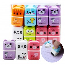 6pcs Cute Animal Pencil Eraser Cartoon Small Roller Erasers Rubber Stationery Supplies for Office School Children Students