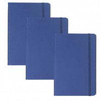 3Pcs Leatherette A6 Journal Writing Notebook Elastic Band Lined Paper School Office Supplies (Blue)