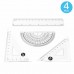 4 Pieces Clear Plastic Math Geometry Tool Ruler Set Includes 6-Inch Straight Ruler & 2pcs Triangle Ruler & Protractor for Office School Student  Supplies