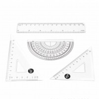 4 Pieces Clear Plastic Math Geometry Tool Ruler Set Includes 6-Inch Straight Ruler & 2pcs Triangle Ruler & Protractor for Office School Student  Supplies